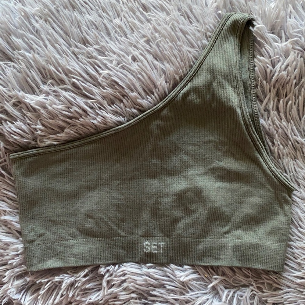 SET active one shoulder top in Steel
